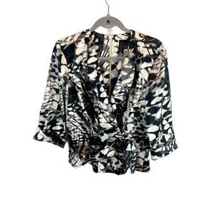 ALEX EVENINGS, SIZE XL, EMBELLISHED BELT, BLAZER WHITE/BLACK